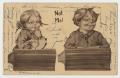Postcard: [Postcard of Two Young Children Sitting At Their Desks]