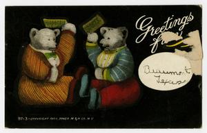 [Postcard of Two Bears Tipping Their Caps to Each Other]