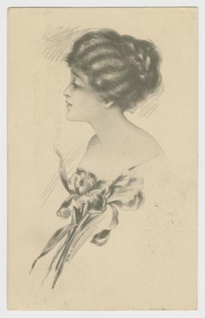 [Postcard of A Woman's Profile and Flower]