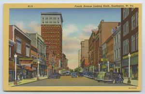 [Postcard of Fourth Avenue in Downtown Huntington Painting]