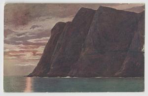 [Postcard of a Sunset Behind a Seaside Cliff]