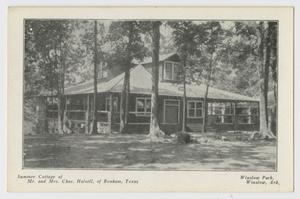 Primary view of object titled '[Postcard of Summer Cottage of Mr. And Mrs. Chas. Halsell]'.
