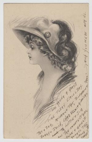 [Postcard of Woman's Profile Wearing Hat]