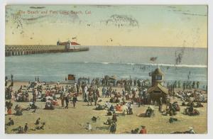 Primary view of object titled '[Postcard of Long Beach and Pier]'.