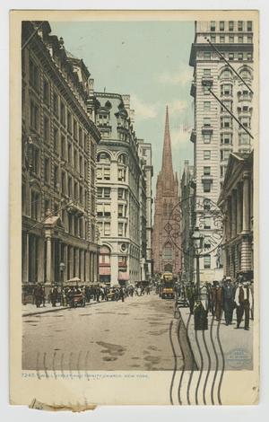 [Postcard of Wall Street and Trinity Church in New York]