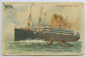 [Postcard of Steamship from Hamburg-Amerika Linie]