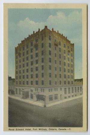 Primary view of object titled '[Postcard of Royal Edward Hotel]'.