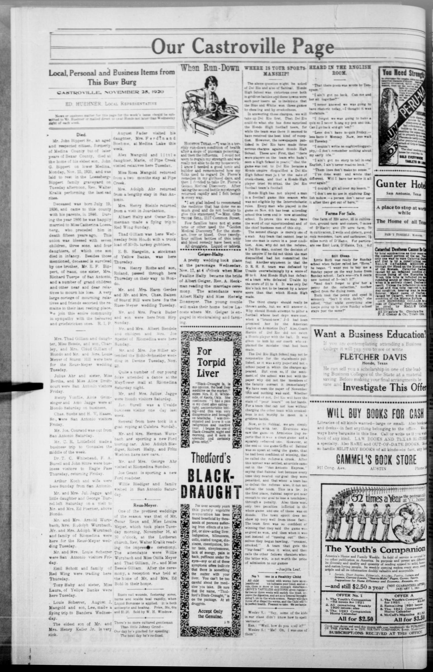 The Hondo Anvil Herald. (Hondo, Tex.), Vol. 35, No. 18, Ed. 1 Saturday, November 27, 1920
                                                
                                                    [Sequence #]: 4 of 6
                                                