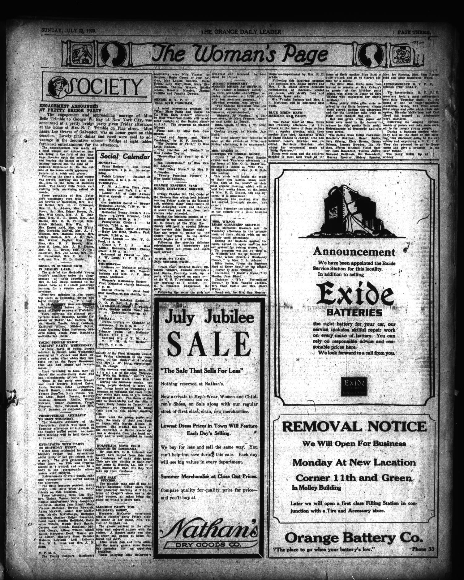 The Orange Daily Leader (Orange, Tex.), Vol. 9, No. 170, Ed. 1 Sunday, July 22, 1923
                                                
                                                    [Sequence #]: 3 of 26
                                                