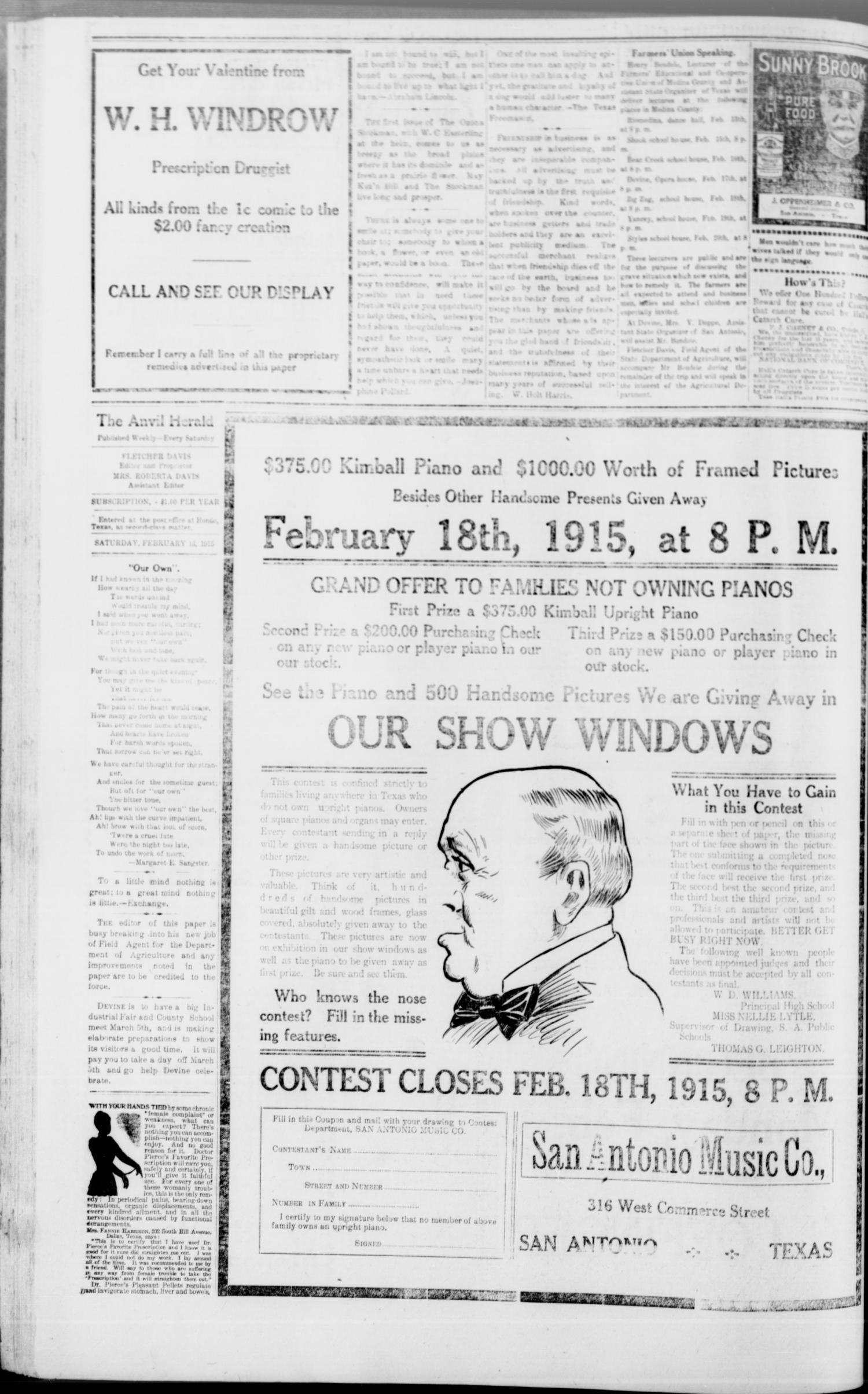 The Hondo Anvil Herald. (Hondo, Tex.), Vol. 29, No. 28, Ed. 1 Saturday, February 13, 1915
                                                
                                                    [Sequence #]: 6 of 8
                                                