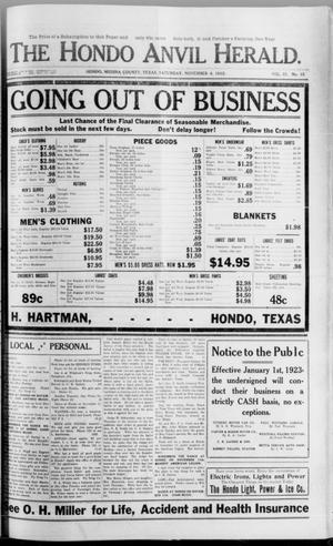 Primary view of object titled 'The Hondo Anvil Herald. (Hondo, Tex.), Vol. 37, No. 15, Ed. 1 Saturday, November 4, 1922'.