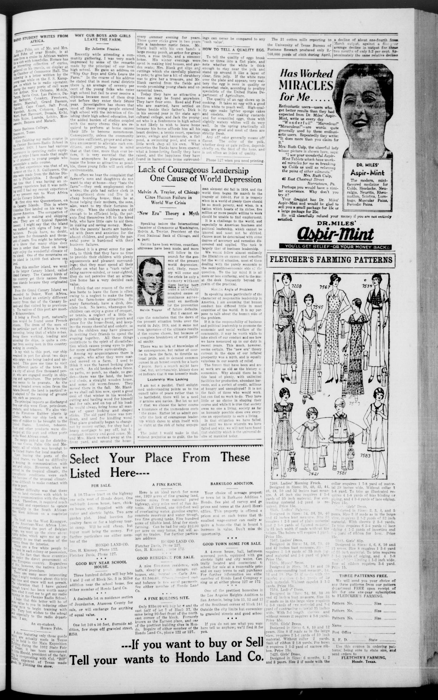 The Hondo Anvil Herald. (Hondo, Tex.), Vol. 46, No. 49, Ed. 1 Friday, June 24, 1932
                                                
                                                    [Sequence #]: 7 of 8
                                                