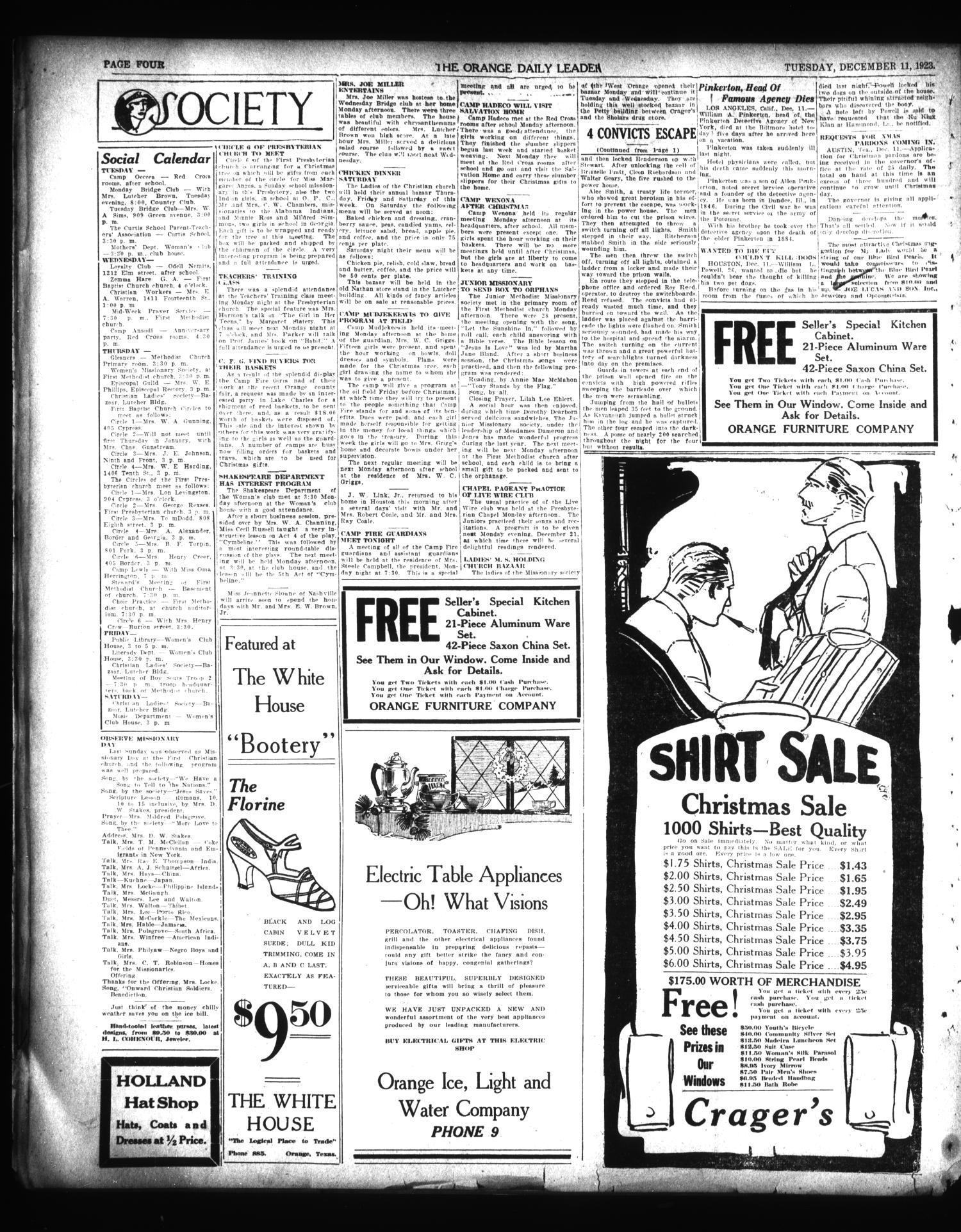 The Orange Daily Leader (Orange, Tex.), Vol. 9, No. 288, Ed. 1 Tuesday, December 11, 1923
                                                
                                                    [Sequence #]: 4 of 4
                                                