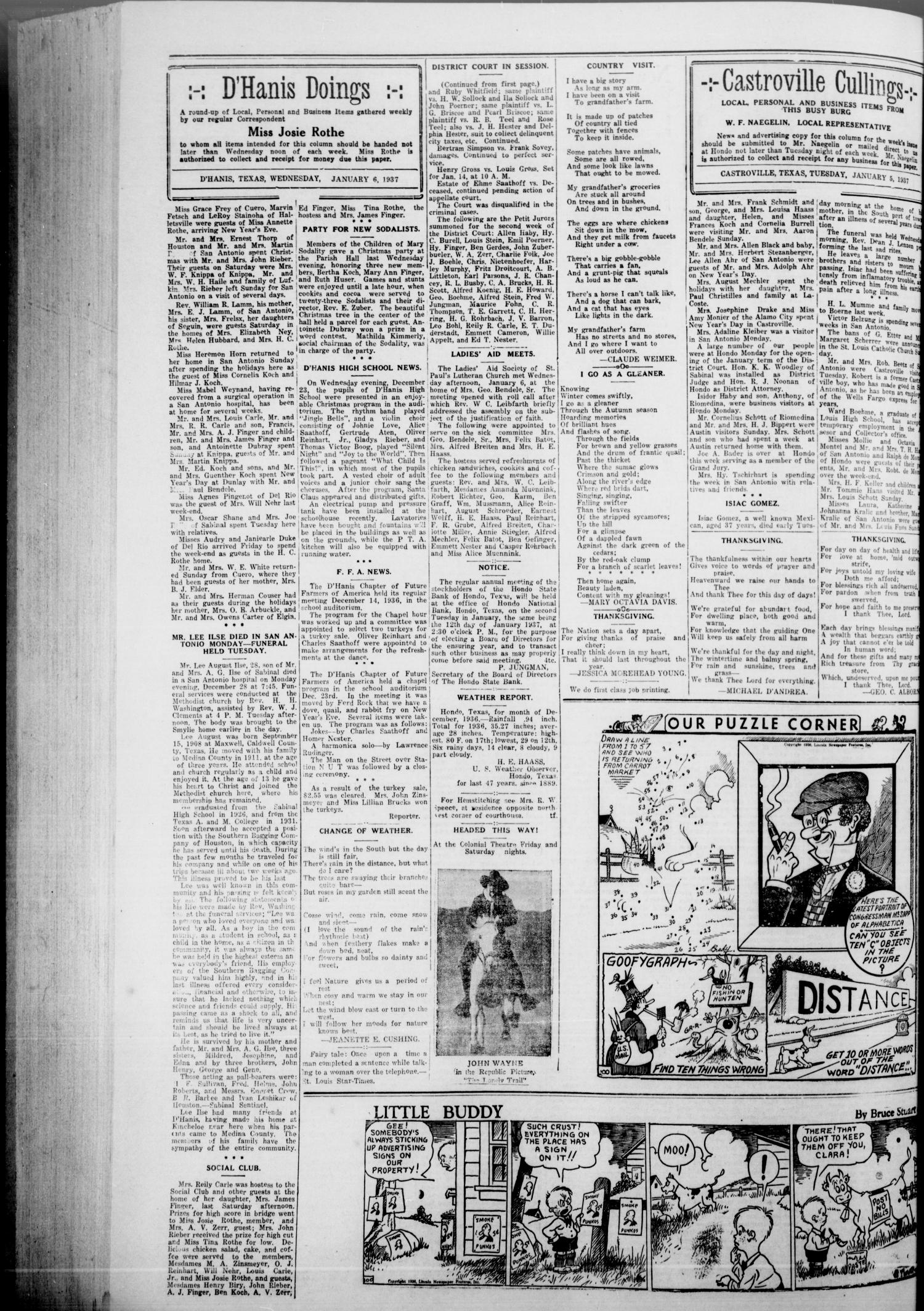 The Hondo Anvil Herald. (Hondo, Tex.), Vol. 51, No. 26, Ed. 1 Friday, January 8, 1937
                                                
                                                    [Sequence #]: 8 of 8
                                                