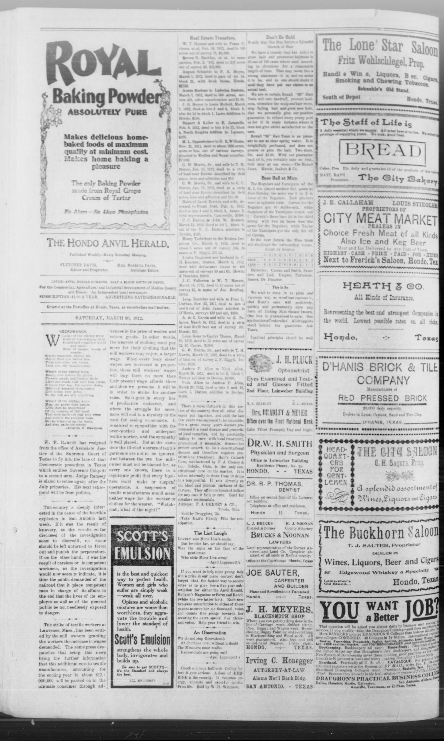 The Hondo Anvil Herald. (Hondo, Tex.), Vol. 26, No. 34, Ed. 1 Saturday, March 30, 1912
                                                
                                                    [Sequence #]: 2 of 10
                                                