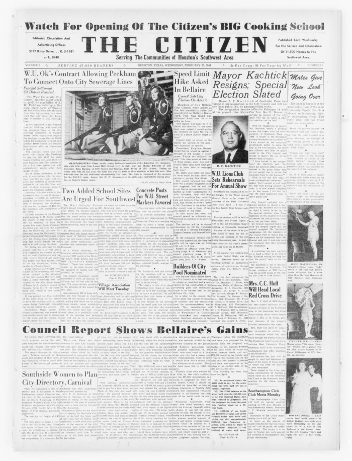 The Citizen (Houston, Tex.), Vol. 1, No. 34, Ed. 1 Wednesday, February 25,  1948 - The Portal to Texas History