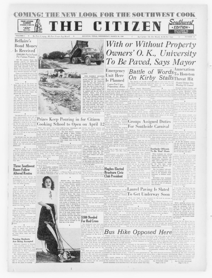 The Citizen (Houston, Tex.), Vol. 1, No. 38, Ed. 1 Wednesday, March 24,  1948 - The Portal to Texas History
