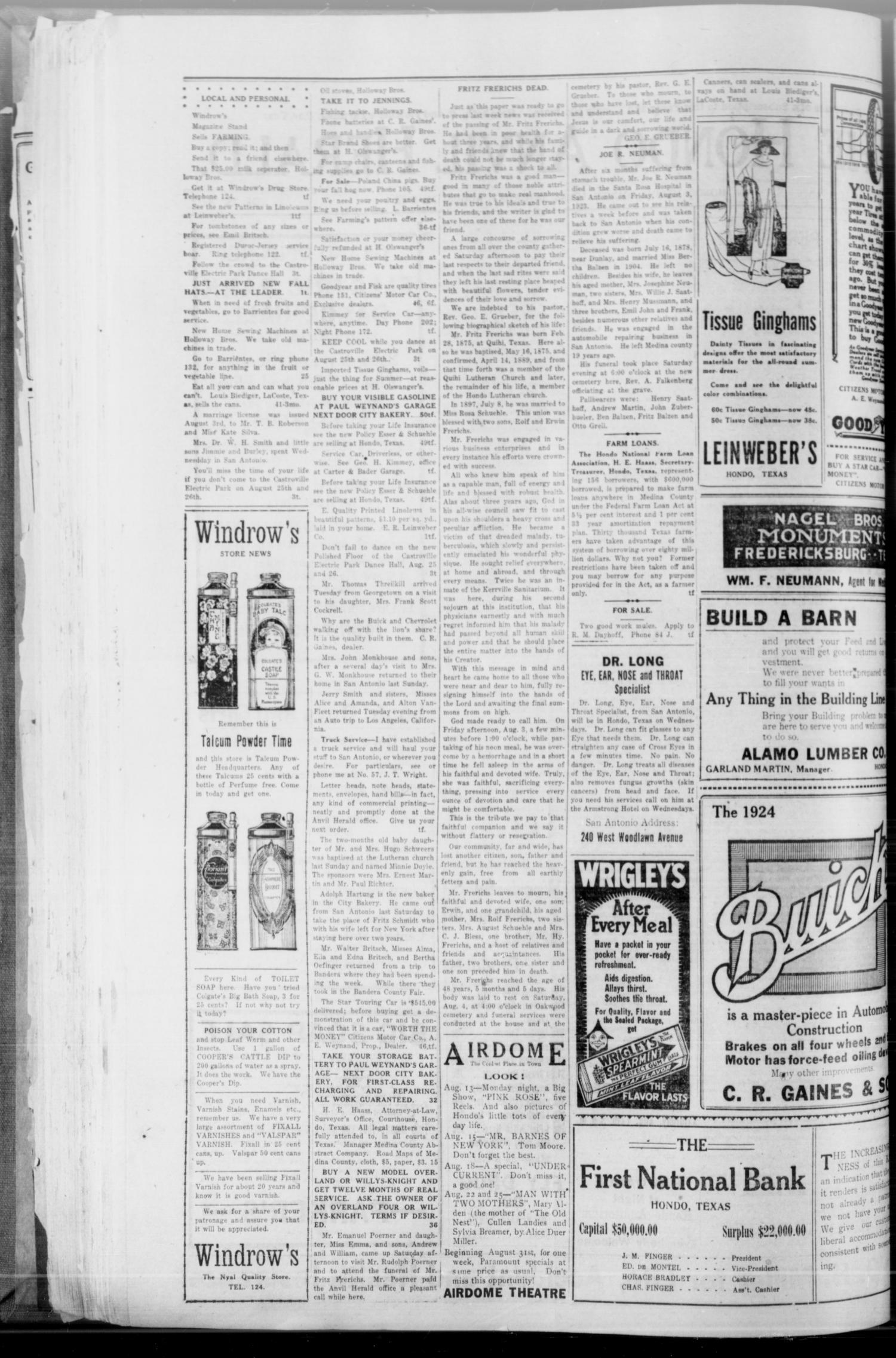 The Hondo Anvil Herald. (Hondo, Tex.), Vol. 38, No. 2, Ed. 1 Saturday, August 11, 1923
                                                
                                                    [Sequence #]: 2 of 8
                                                