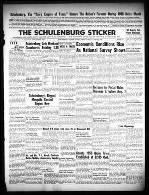 Primary view of object titled 'The Schulenburg Sticker (Schulenburg, Tex.), Vol. 64, No. 48, Ed. 1 Friday, June 27, 1958'.