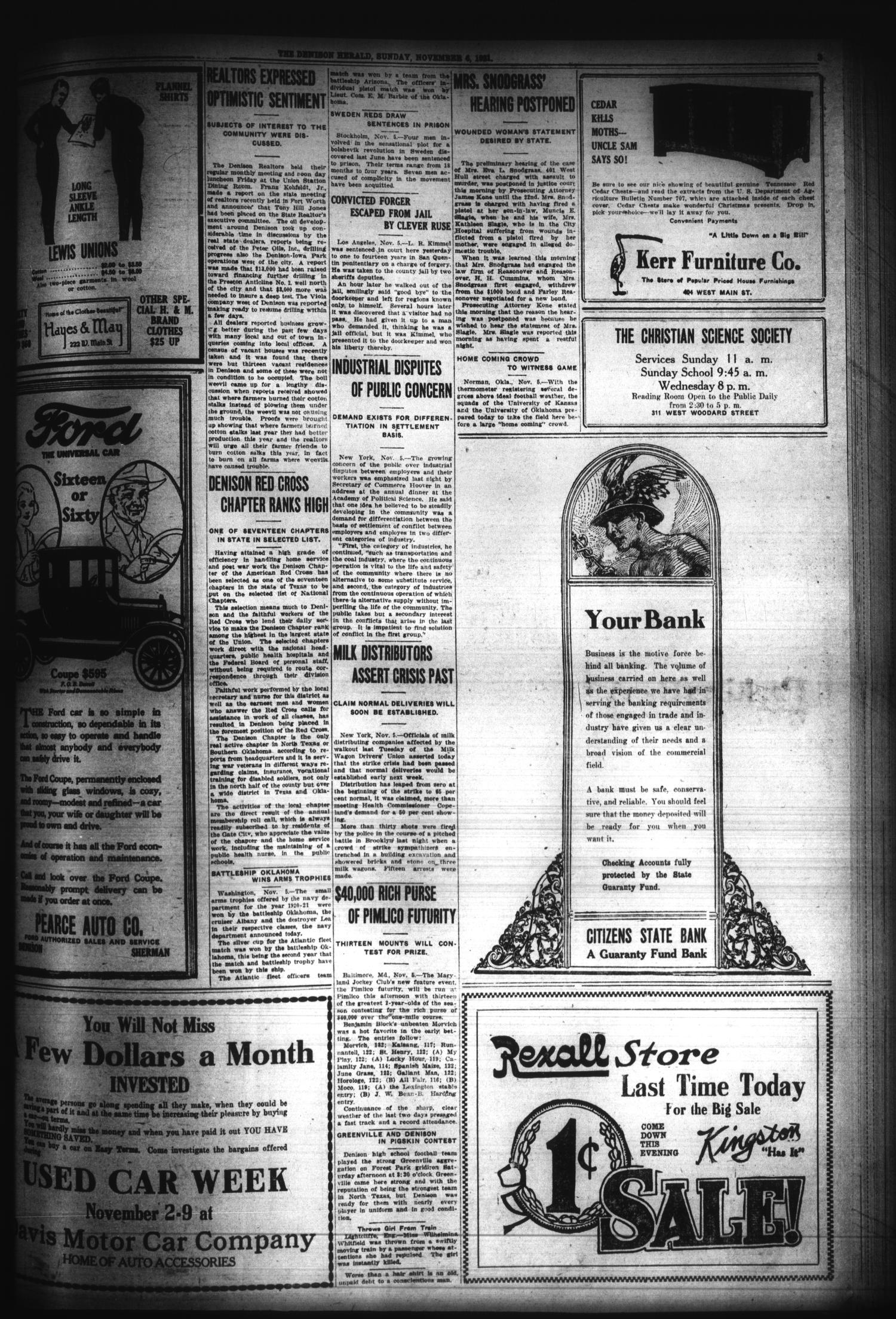 The Denison Herald (Denison, Tex.), No. 87, Ed. 1 Sunday, November 6, 1921
                                                
                                                    [Sequence #]: 3 of 10
                                                