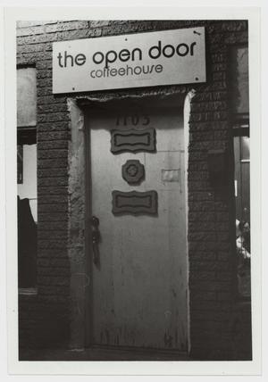Primary view of object titled '[Photograph of Open Door Coffeehouse]'.