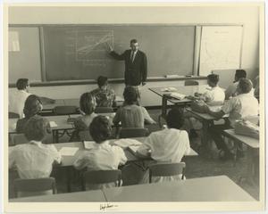 [Photograph of McMurry University Professor Lecturing to Students]