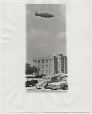 [Photograph of Goodyear Blimp over McMurry Campus]