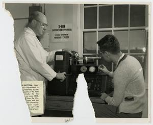 [Photograph of Dr. Virgil Bottom with X-Ray Diffraction Equipment]