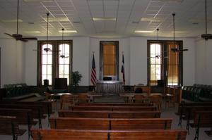 Primary view of object titled 'Concho County Courthouse courtroom interior'.