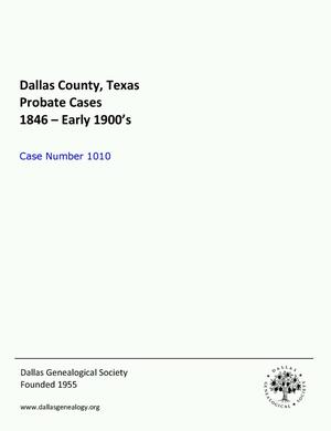 Primary view of object titled 'Dallas County Probate Case 1010: Field, Joe Y. (Deceased)'.