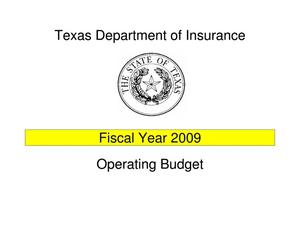 Primary view of object titled 'Texas Department of Insurance Operating Budget: 2009 [Details]'.