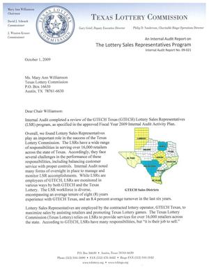 Texas Lottery Commission Internal Audit: Lottery Sales Representatives Program
