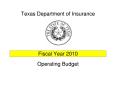 Primary view of Texas Department of Insurance Operating Budget: 2010 [Details]