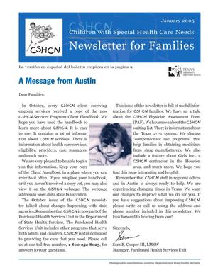 Children with Special Health Care Needs: Newsletter for Families, January 2005