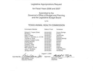 Primary view of object titled 'Texas Animal Health Commission Requests for Legislative Appropriations: Fiscal Years 2006 and 2007'.