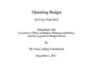 Texas Lottery Commission Operating Budget: 2012