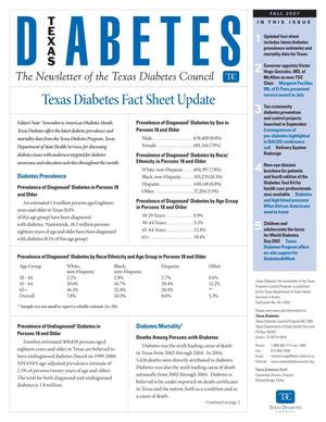 Texas Diabetes, Fall 2007