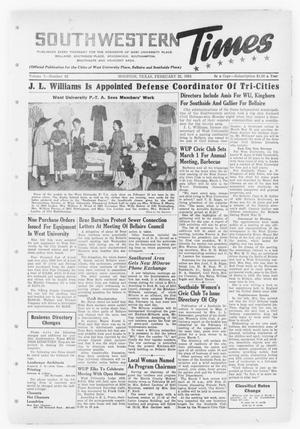 Primary view of object titled 'Southwestern Times (Houston, Tex.), Vol. 7, No. 22, Ed. 1 Thursday, February 22, 1951'.