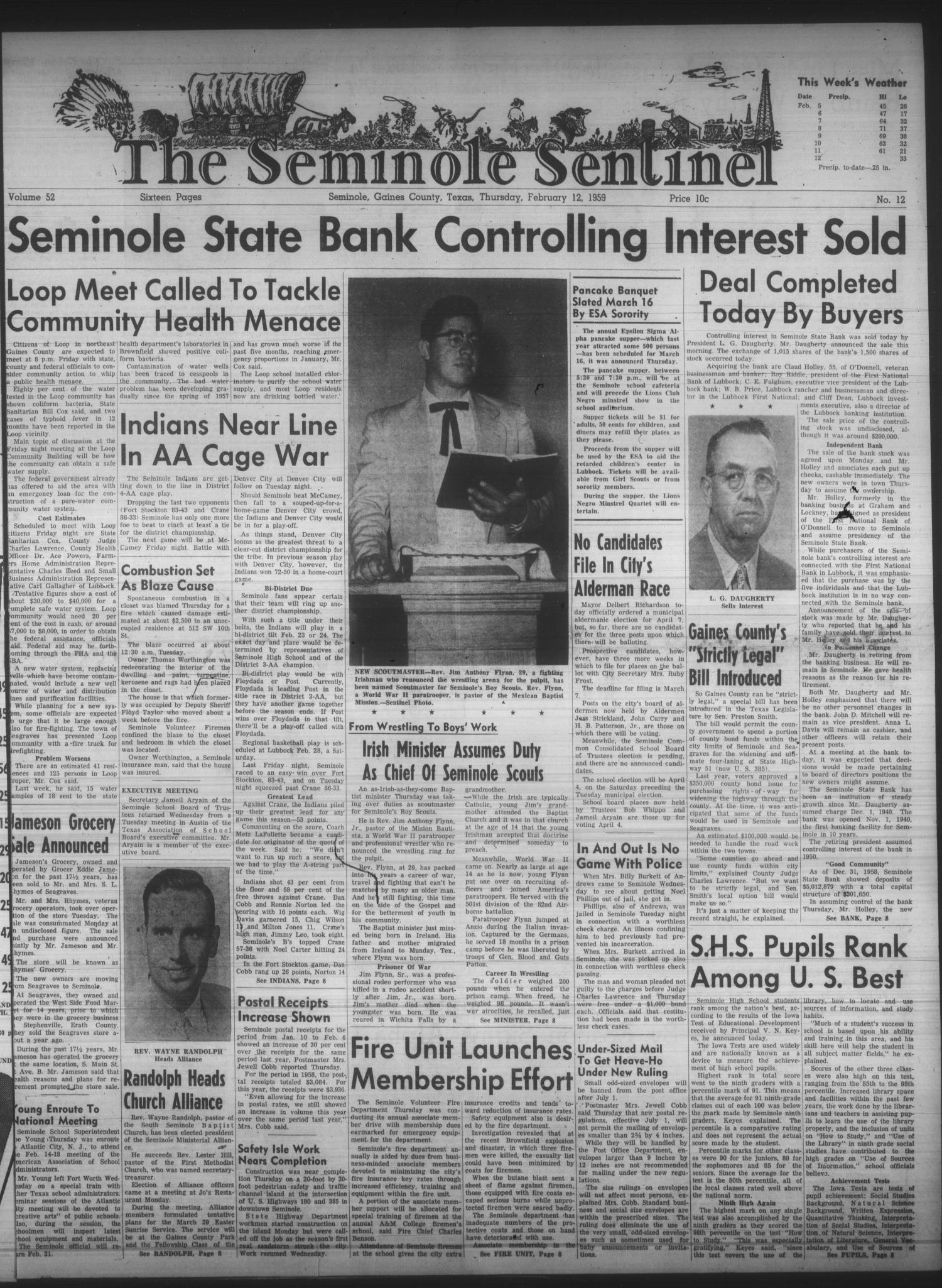 The Seminole Sentinel (Seminole, Tex.), Vol. 52, No. 12, Ed. 1 Thursday, February 12, 1959
                                                
                                                    [Sequence #]: 1 of 16
                                                
