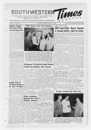 Primary view of object titled 'Southwestern Times (Houston, Tex.), Vol. 7, No. 42, Ed. 1 Thursday, July 12, 1951'.