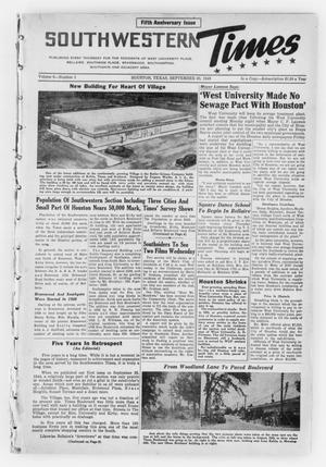 Southwestern Times (Houston, Tex.), Vol. 6, No. 1, Ed. 1 Thursday, September 29, 1949