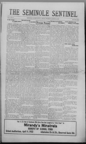 The Seminole Sentinel (Seminole, Tex.), Vol. 15, No. 51, Ed. 1 Thursday, March 16, 1922