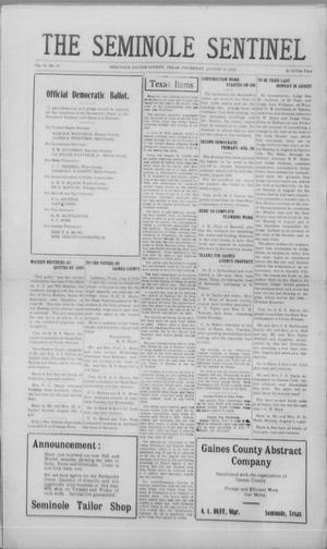 The Seminole Sentinel (Seminole, Tex.), Vol. 16, No. 20, Ed. 1 Thursday, August 10, 1922
