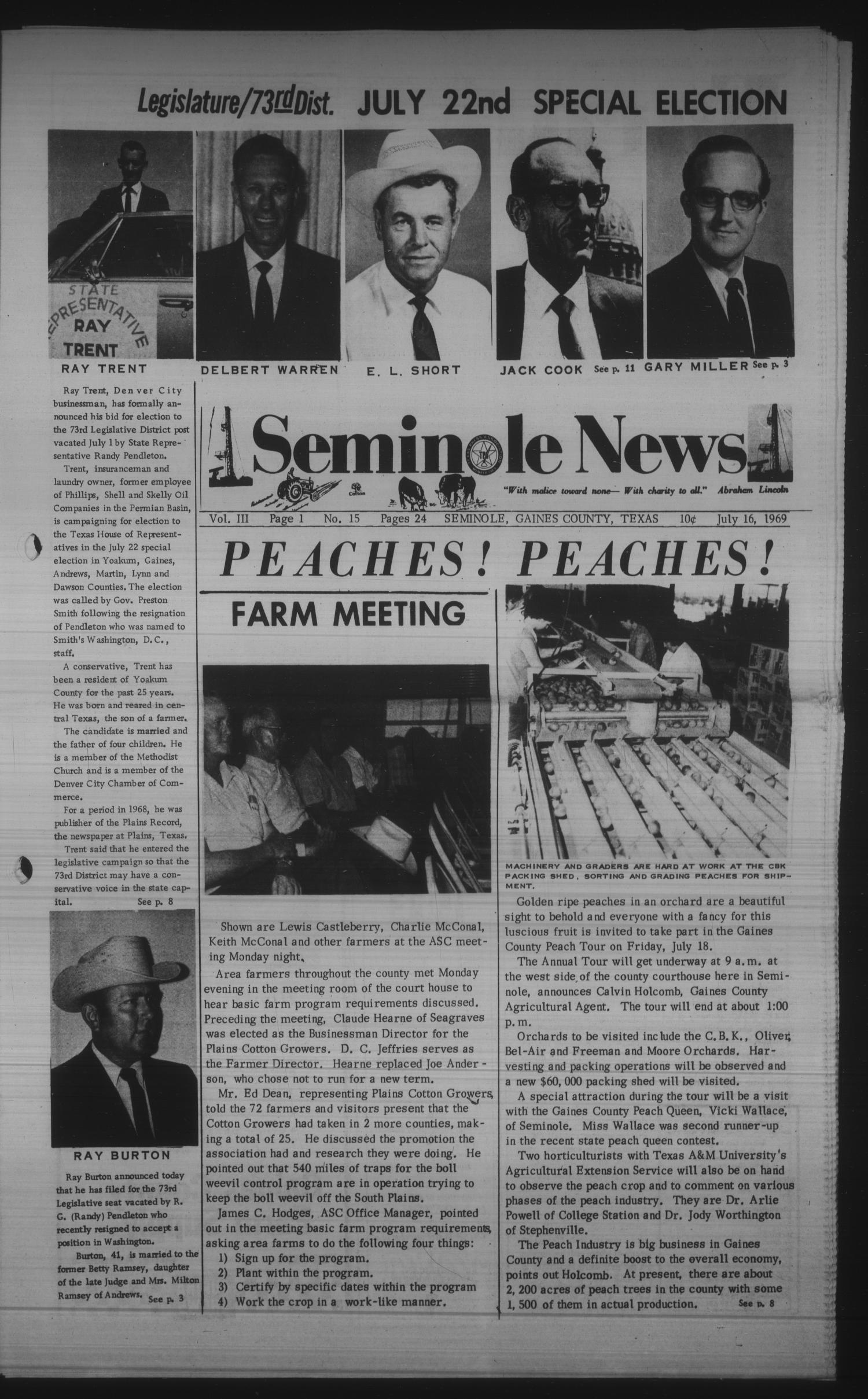 Seminole News (Seminole, Tex.), Vol. 3, No. 15, Ed. 1 Wednesday, July 16, 1969
                                                
                                                    [Sequence #]: 1 of 23
                                                