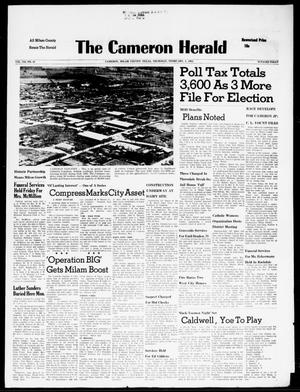 Primary view of object titled 'The Cameron Herald (Cameron, Tex.), Vol. 102, No. 45, Ed. 1 Thursday, February 1, 1962'.