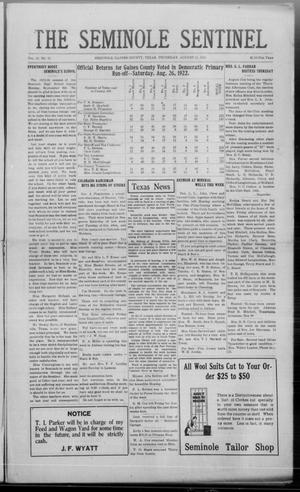 The Seminole Sentinel (Seminole, Tex.), Vol. 16, No. 23, Ed. 1 Thursday, August 31, 1922