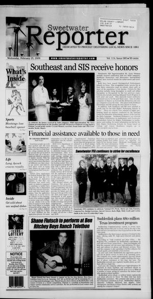 Sweetwater Reporter (Sweetwater, Tex.), Vol. 111, No. 85, Ed. 1 Wednesday, February 25, 2009