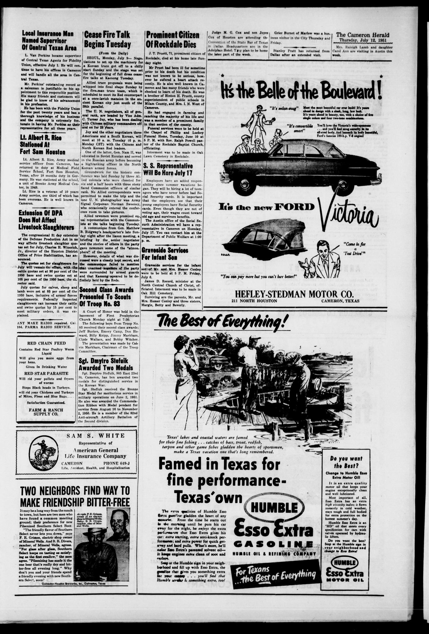 The Cameron Herald (Cameron, Tex.), Vol. 92, No. 65, Ed. 1 Thursday, July 12, 1951
                                                
                                                    [Sequence #]: 3 of 10
                                                