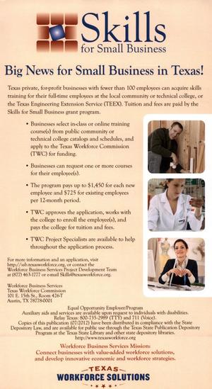 [Pamphlet on Texas Skills Development Fund & Skills for Small Business Programs]