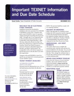 Important TEXNET Information and Due Date Schedule